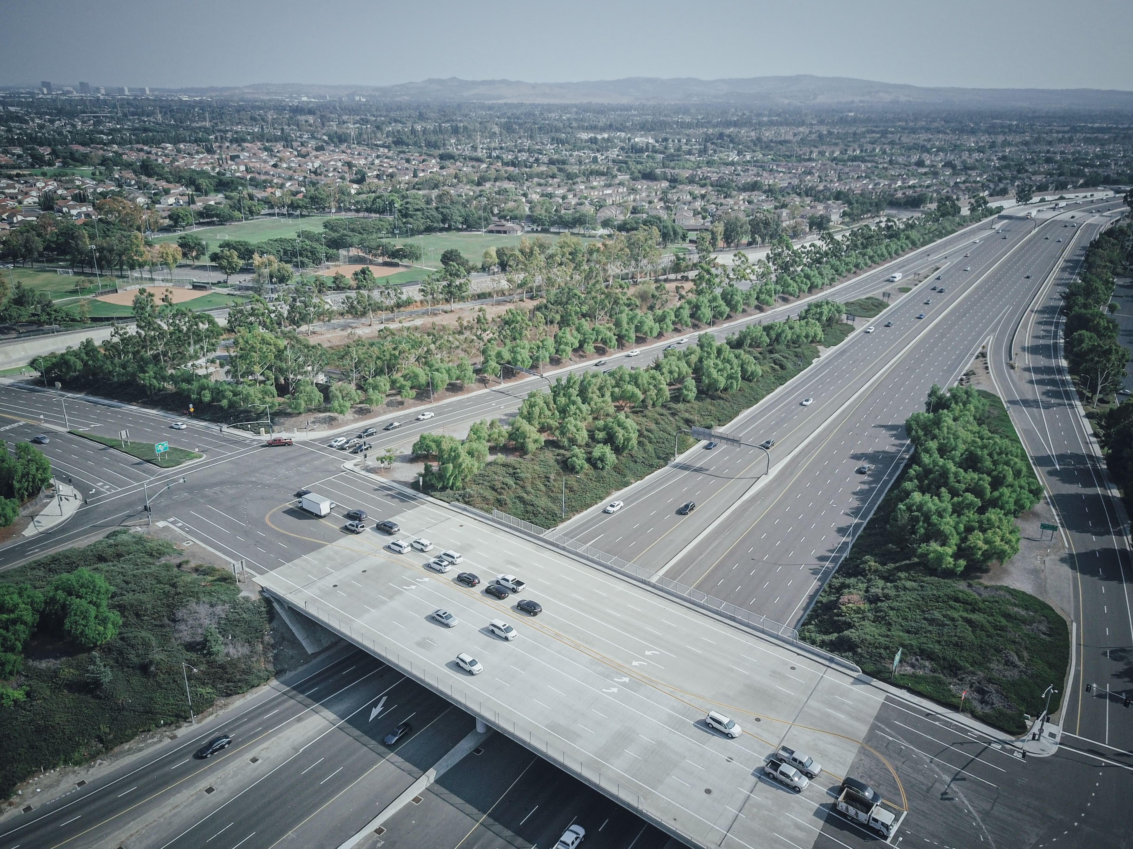 Illustrative highway view showing infrastructure