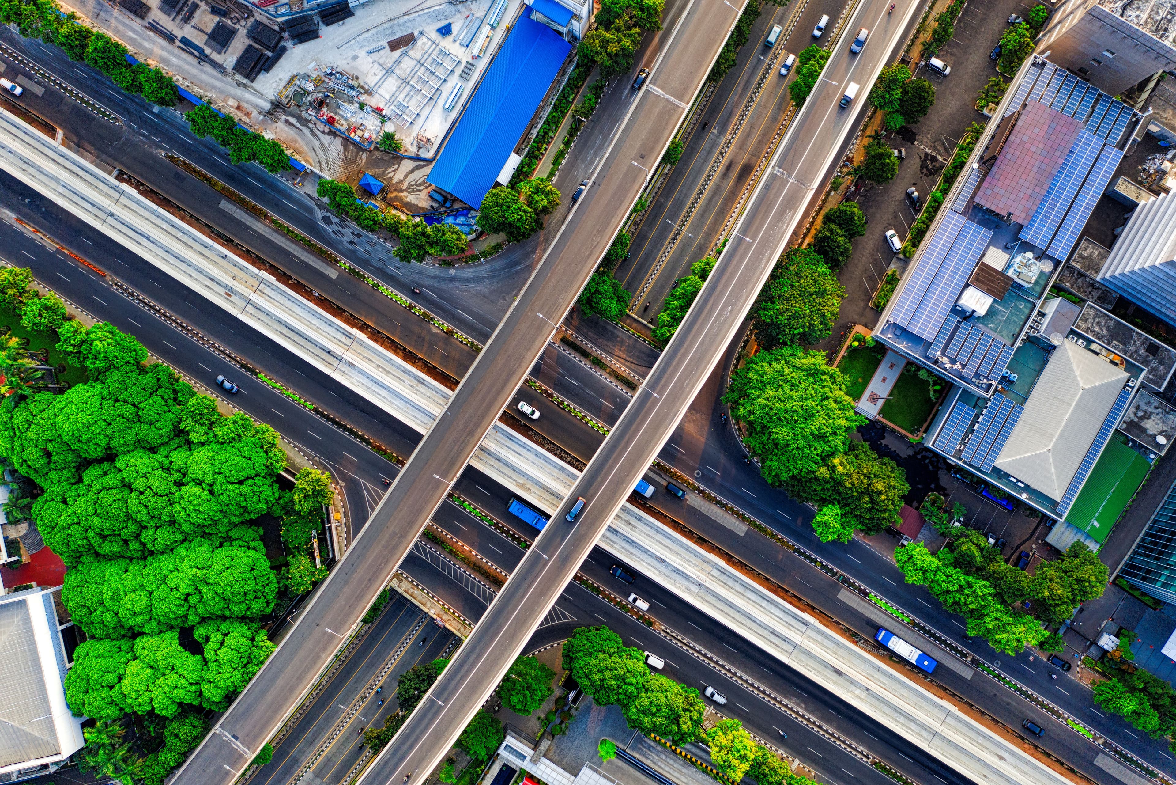 Illustrative highway view showing infrastructure